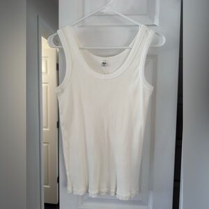 Uniqlo Cream Ribbed Tank Top